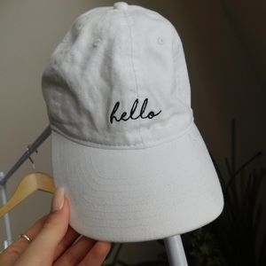 White “hello” Baseball Cap